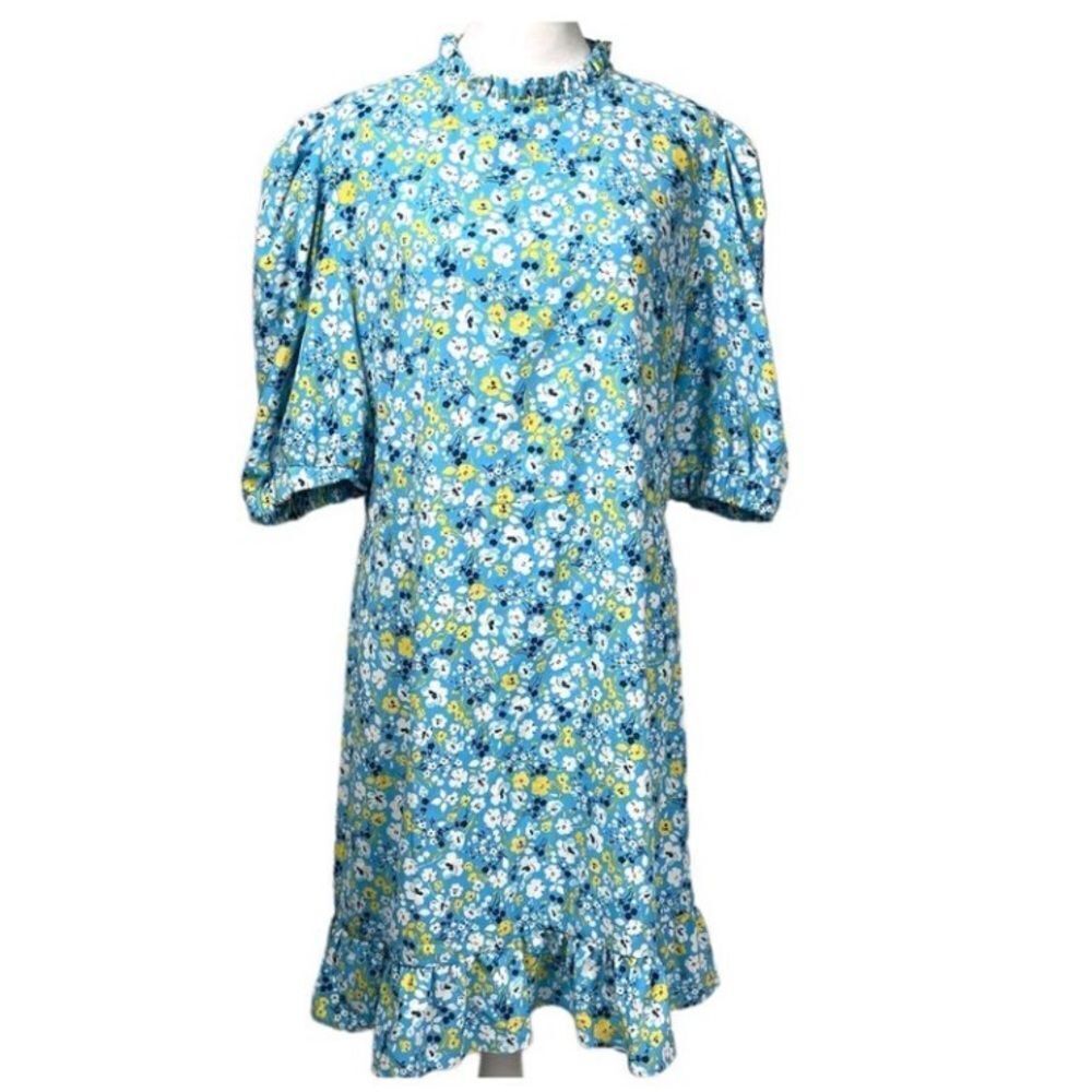 NEW LOOK Women's Fit And Flare Midi Dress in Blue Floral Size 14